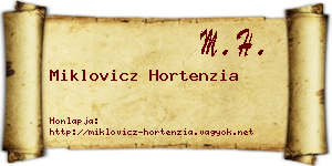 Miklovicz Hortenzia névjegykártya
